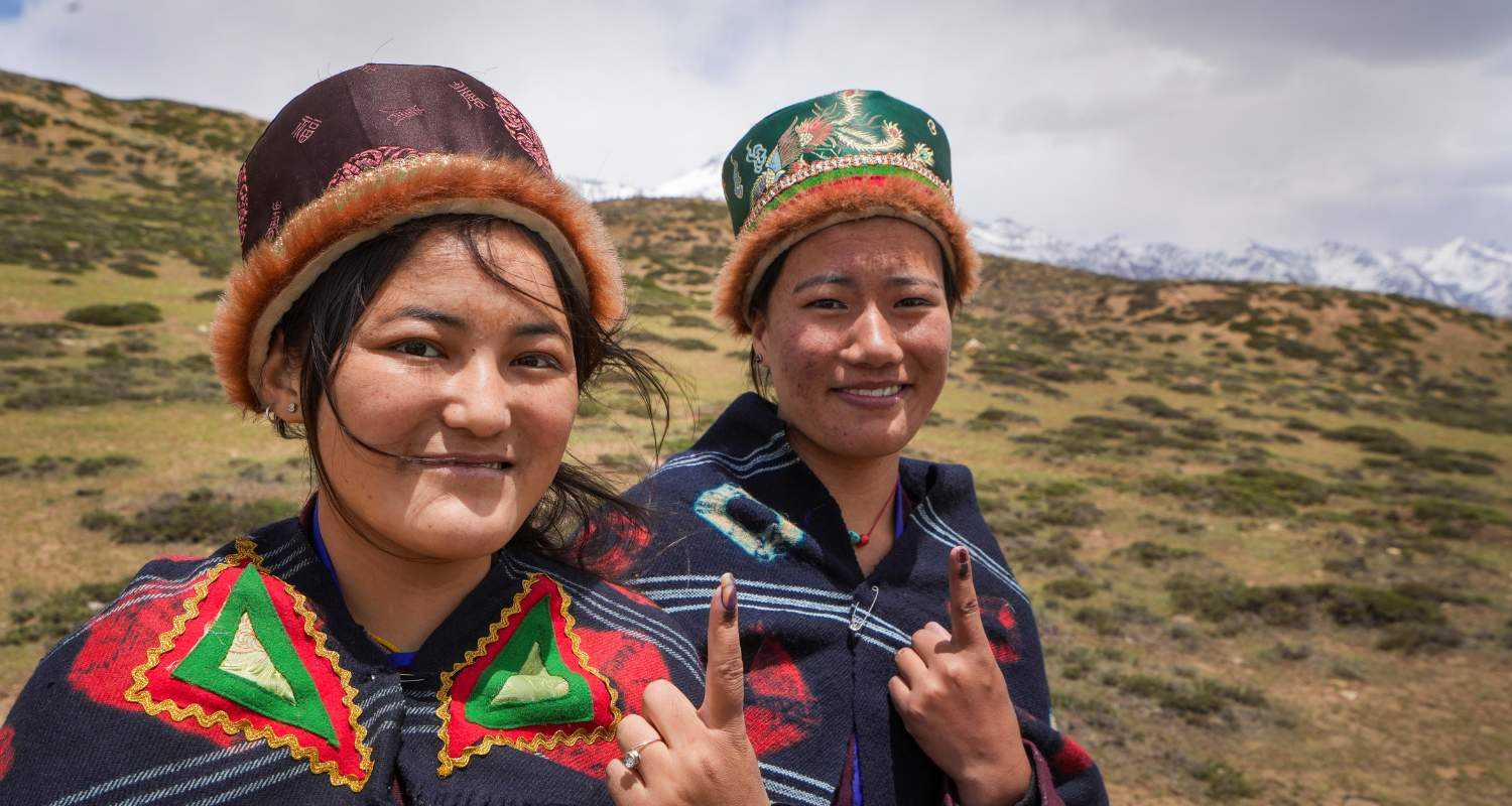 Voter at The World's highest polling station in Tashigang, Lahaul and Spiti.