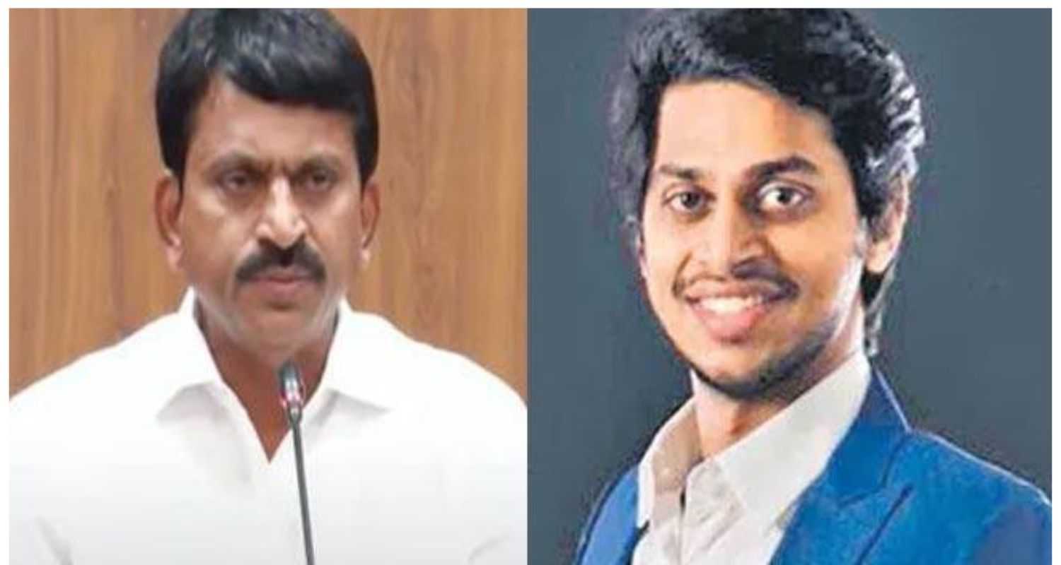 Senior Telangana minister P Srinivasa Reddy (left), his son P Harsha Reddy (right).