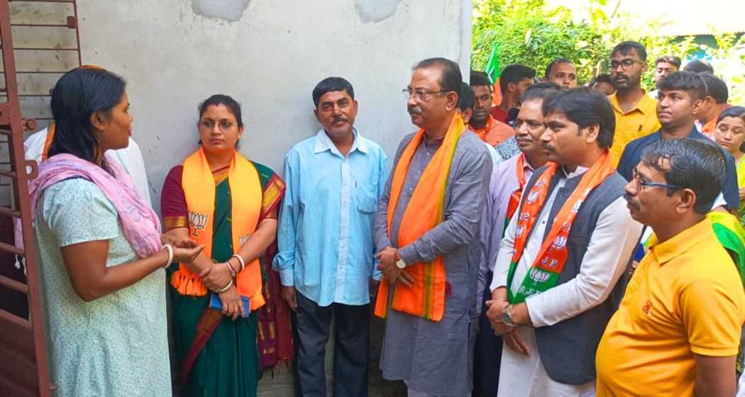 Tripura BJP President Rajib Bhattacharjee interacting with people as part of 'Booth Vijay Abhiyan' prior to the Assembly elections 2023.