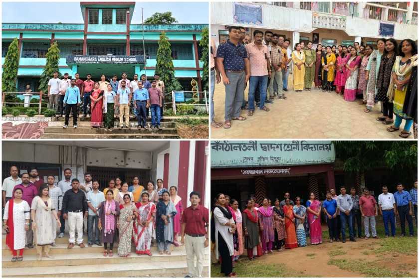 Teachers in Tripura wear black badges and stand in solidarity, demanding justice for their colleague Abhijeet Dey, who was brutally killed by a mob alleging molestation.