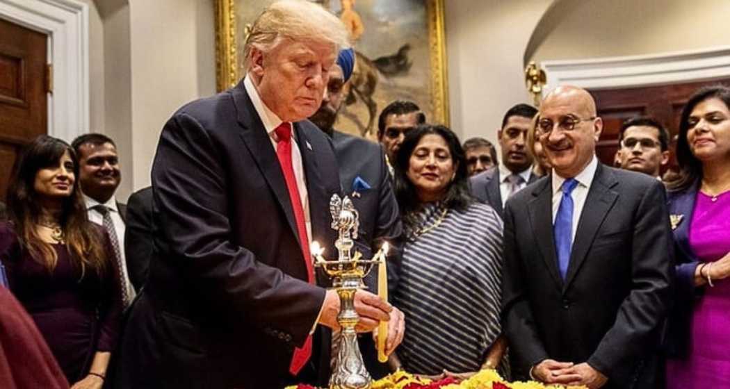 Donald Trump celebrating Diwali at the White House with the Indian community when he was the President.