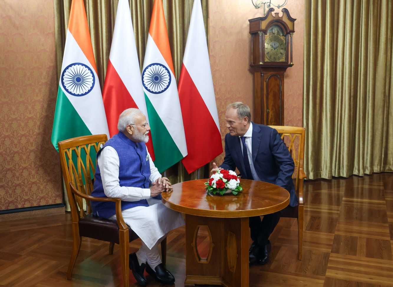 "The conflicts in Ukraine and West Asia are matters of deep concern for all of us. It is India's firm belief that a solution to any problem cannot be found on the battlefield," Modi said after talks with Polish PM Donald Tusk.