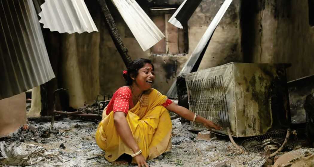 A women in distress amid violence