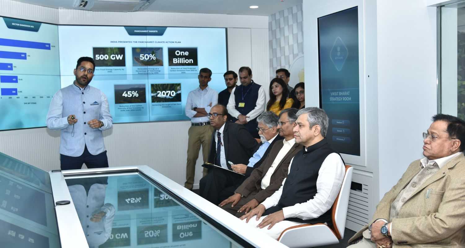 Union Minister Ashwini Vaishnaw Launches NITI Aayog's 'Viksit Bharat Strategy Room'. Image X.