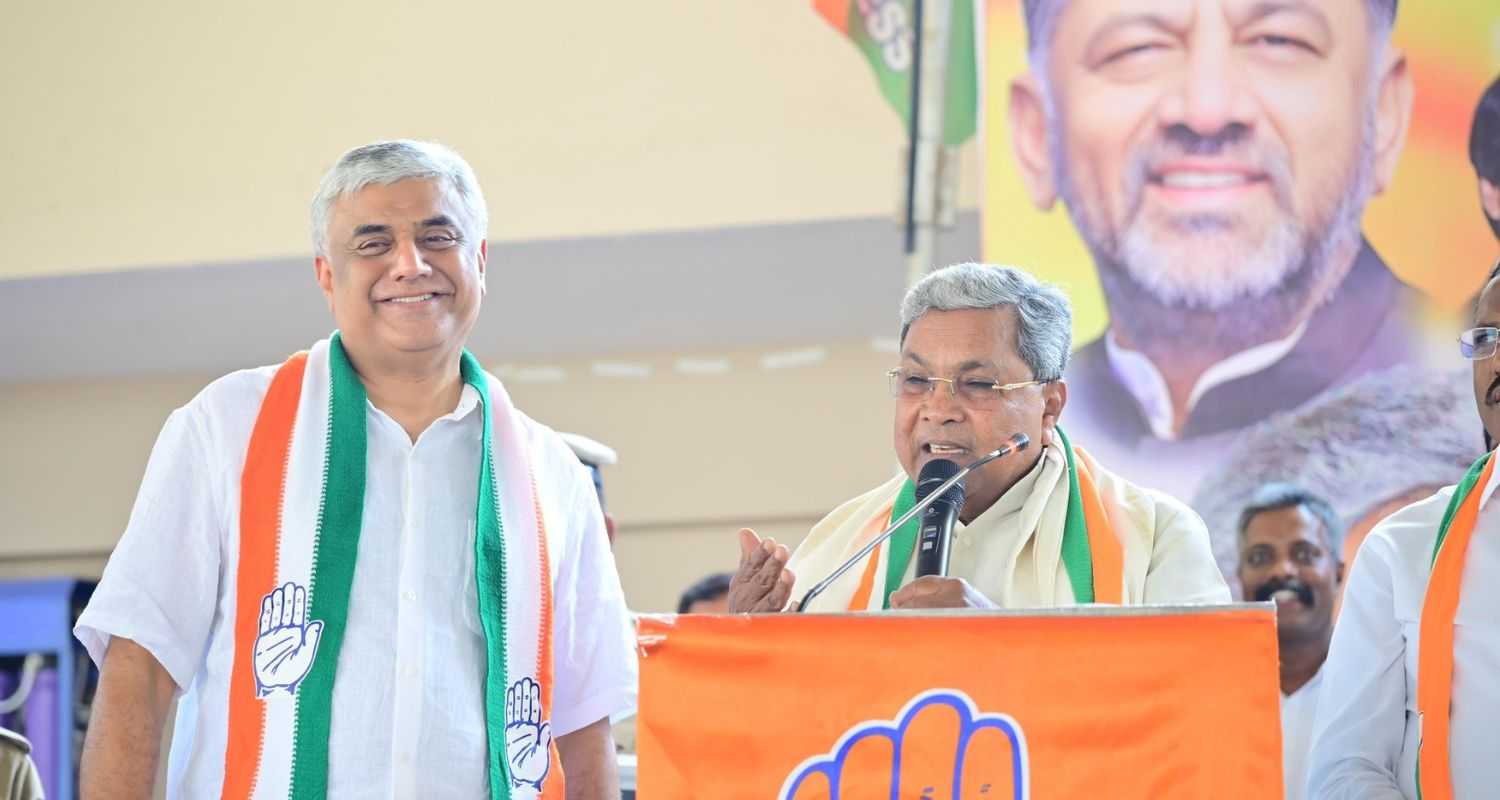 Karnataka CM Siddaramaiah while addressing a rally in Dasarahalli. Image X.