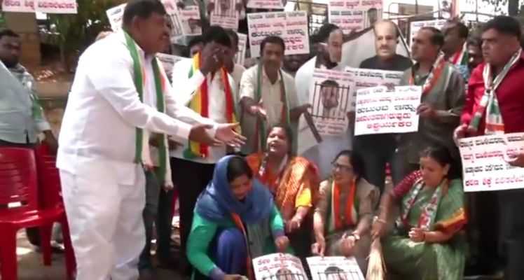 Congress workers took to the streets in protest, burning effigies of JDS leader Prajwal Revanna, amidst allegations of obscenity against him.