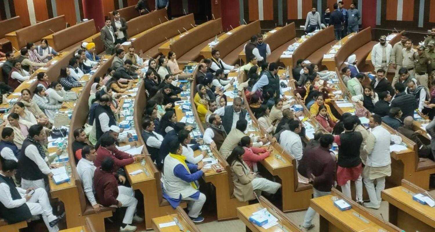 Chaos in MCD House as BJP Councillors Protest Against Arvind Kejriwal. Image X.