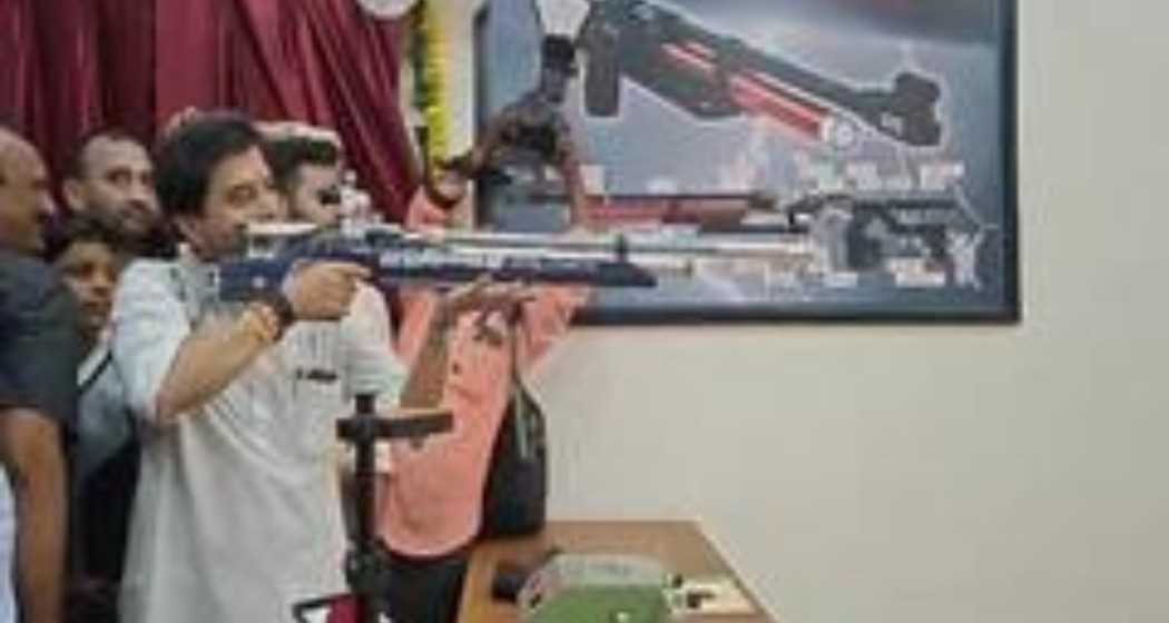 Union minister of communication  Jyotiraditya Scindia at the launch of the shooting range in Gwalior.