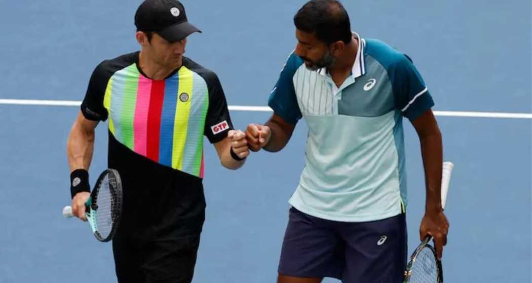 Australia's Mathew Ebden and Rohan Bopanna in their men's doubles match on Day 4 in the US Open. 