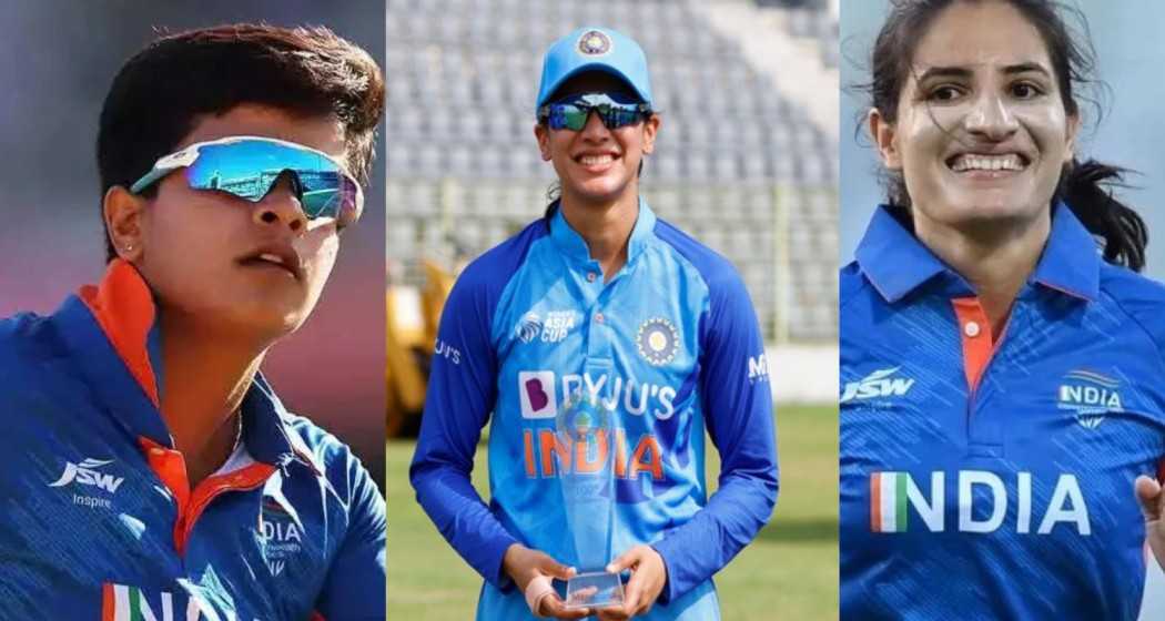 (L-R) Shafali Verma, Smriti Mandhana, and Renuka Singh. 