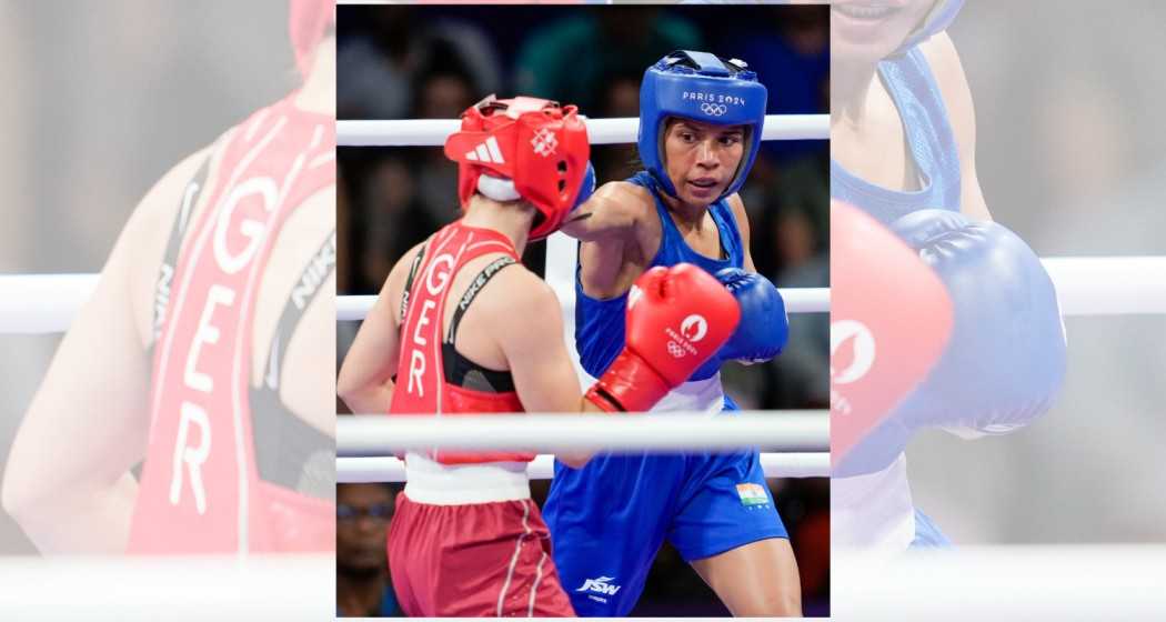 Nikhat Zareen against German Pugilist Maxi Kloetzer in pre-quarterfinals at Paris Olympics. 