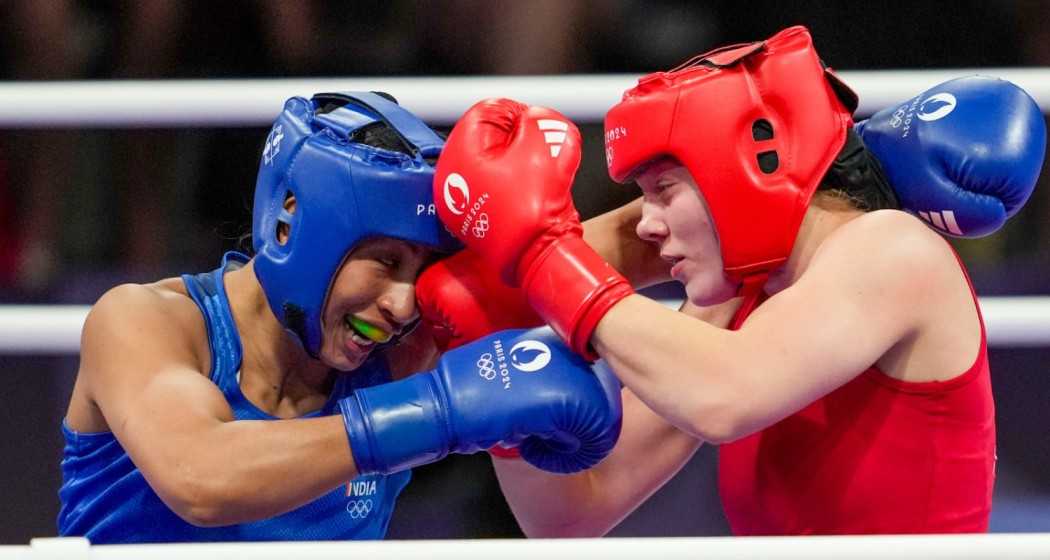 Paris: India's Lovlina Borgohain (in blue) and Norway's Sunniva Hofstad during their women's 75kg Round of 16 boxing match at the 2024 Summer Olympics, in Paris, France, Wednesday.