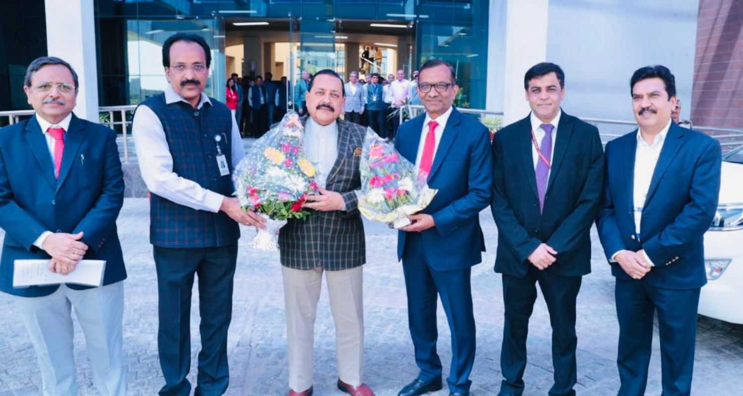 Union Minister Dr. Jitendra Singh with ISRO Chairmen S. Somnath in Ahmedabad. Image X.