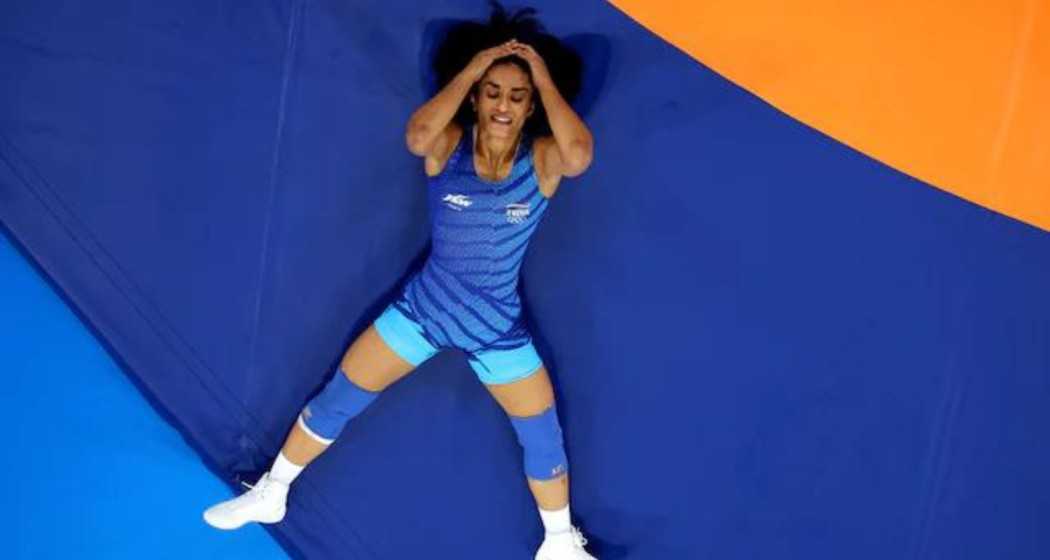 Vinesh Phogat after winning her pre-quarters against Japan's Yui Susaki.