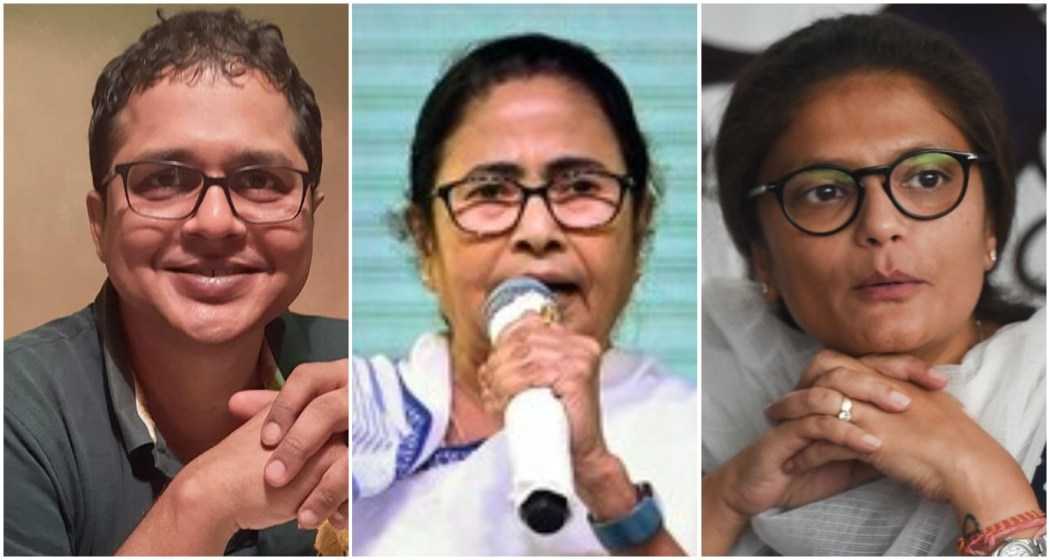 (From left to right) Trinamool Congress MP, Saket Gokhale, West Bengal Chief Minister Mamata Banerjee, MP Sushmita Dev.