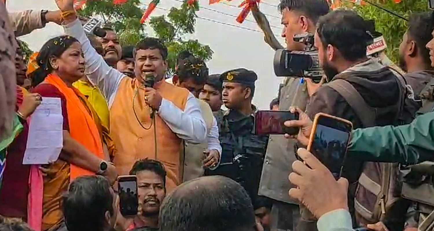 West Bengal BJP President Sukanta Majumdar forcibly removed from sit-in outside Sandeshkhali police station, transported by boat from the area. 