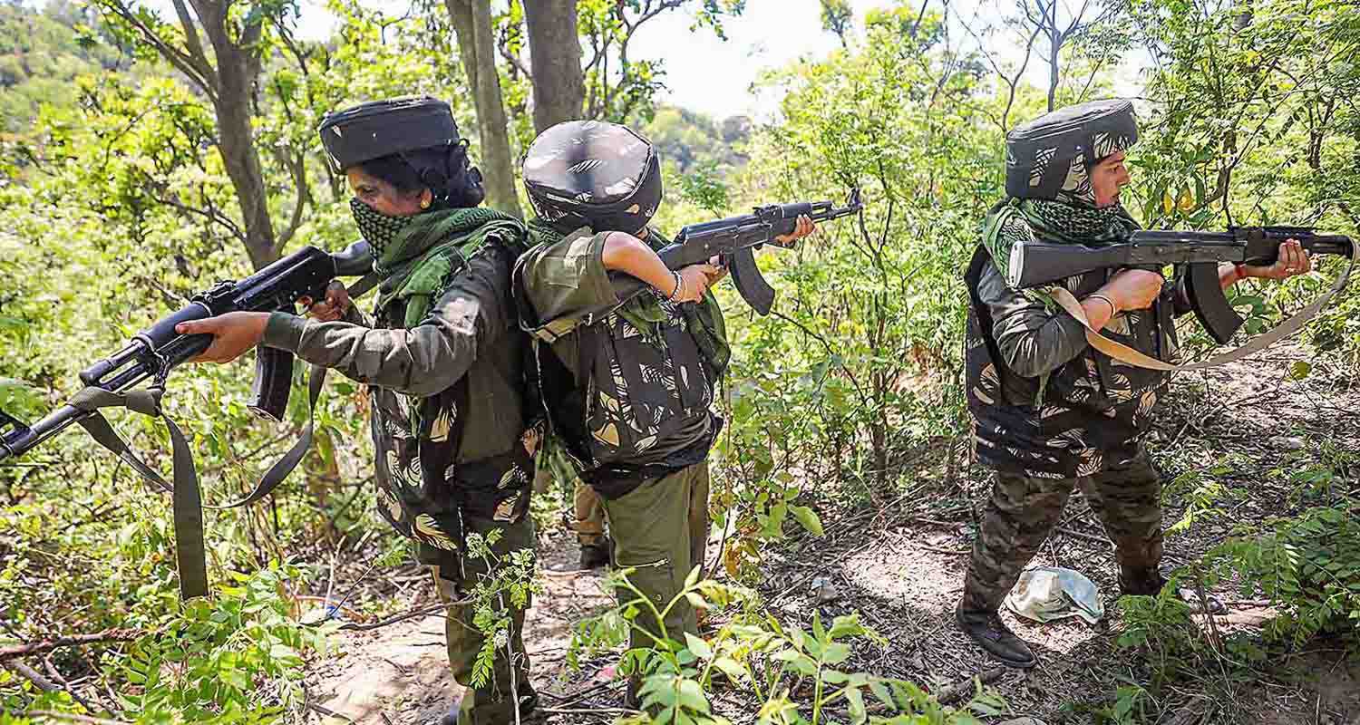 Women commandos of the Special Operations Group (SOG) of J&K Police during a security operation, in Jammu