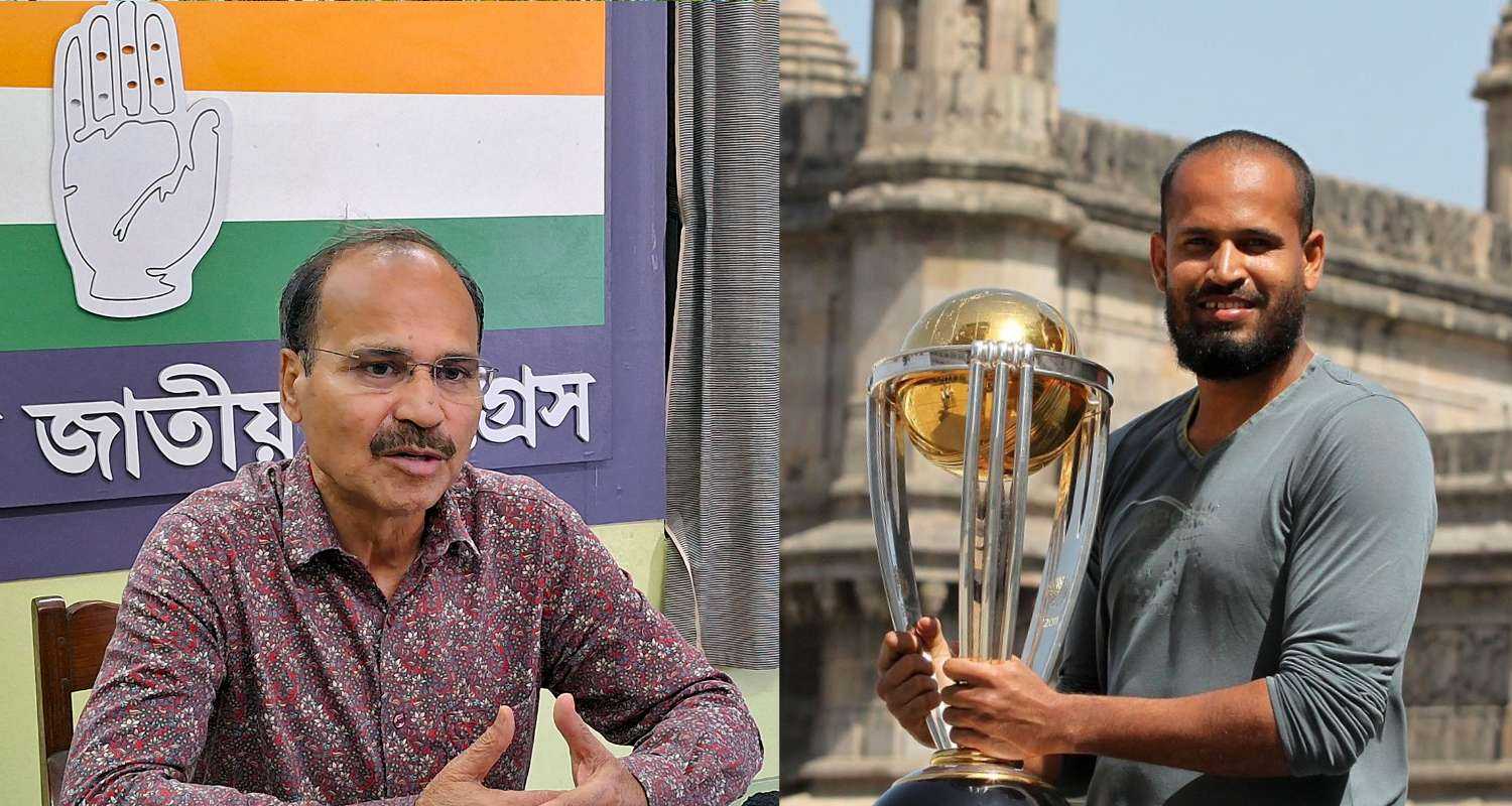 Adhir Ranjan Chowdhury (left) and Yusuf Pathan (right).