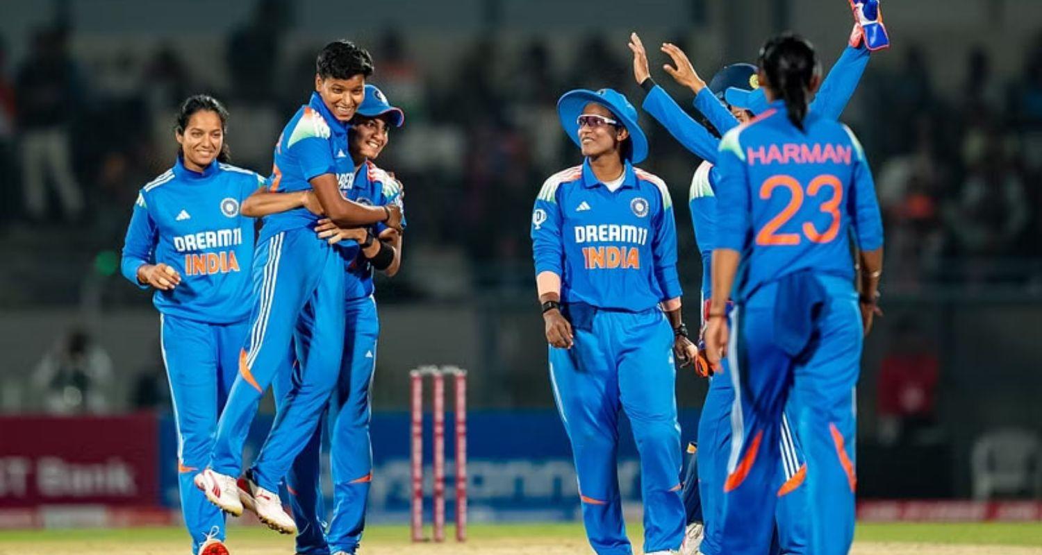 Deepti Sharma (C) celebrates after one of her wickets against West Indies in the third ODI on Friday. 