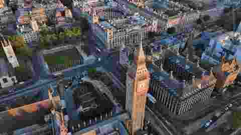 Big ben and london through Drone view 