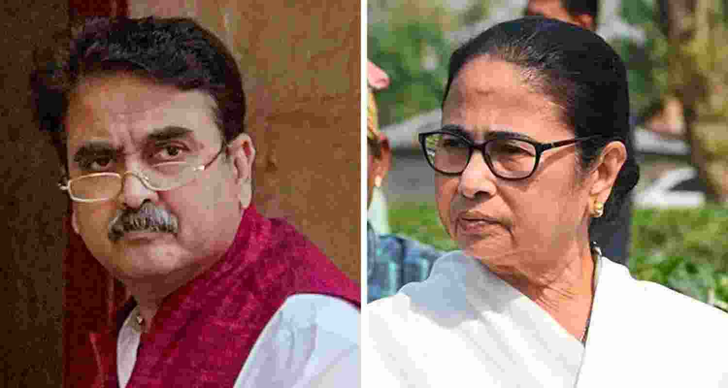 Former Calcutta High Court judge and BJP candidate Abhijit Gangopadhyay (L), West Bengal Chief Minister Mamata Banerjee (R).