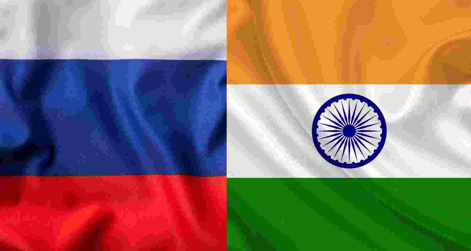 Flag of Russia and India. 