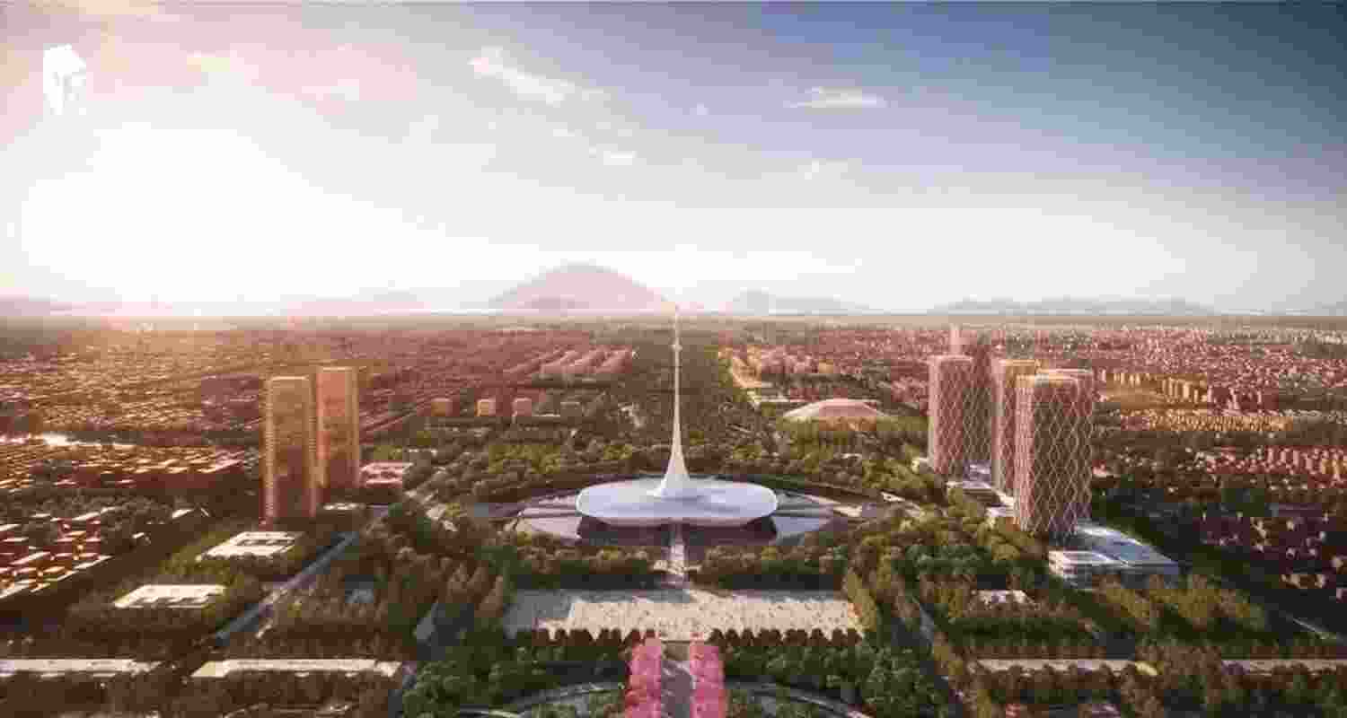 A 3-D render of the proposed design for Amaravati city.