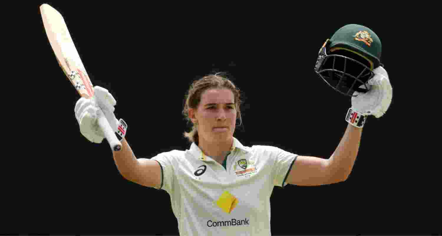 Annabel Sutherland celebrating her double century. 