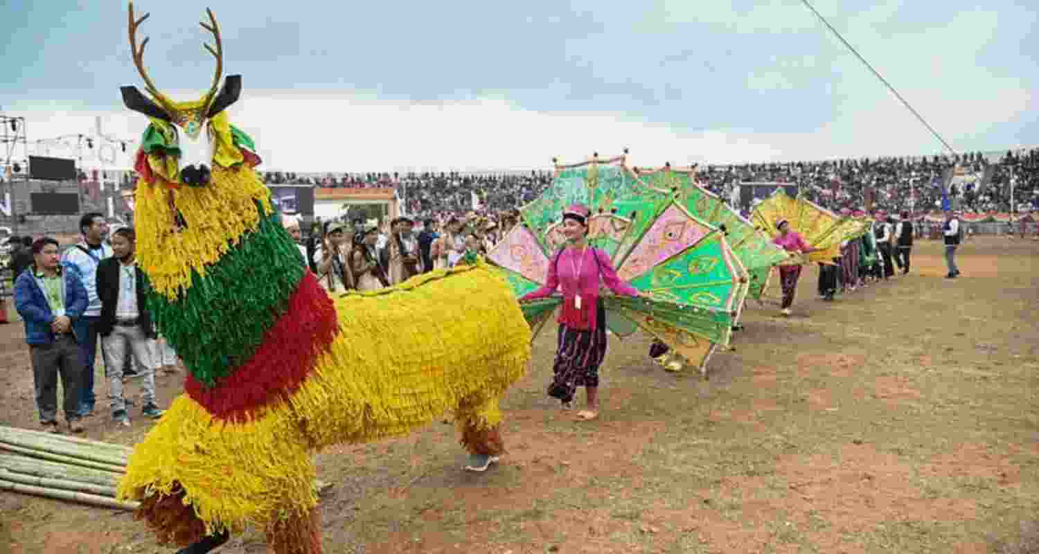 People in Arunachal Pradesh celebrating the Statehood Day programme