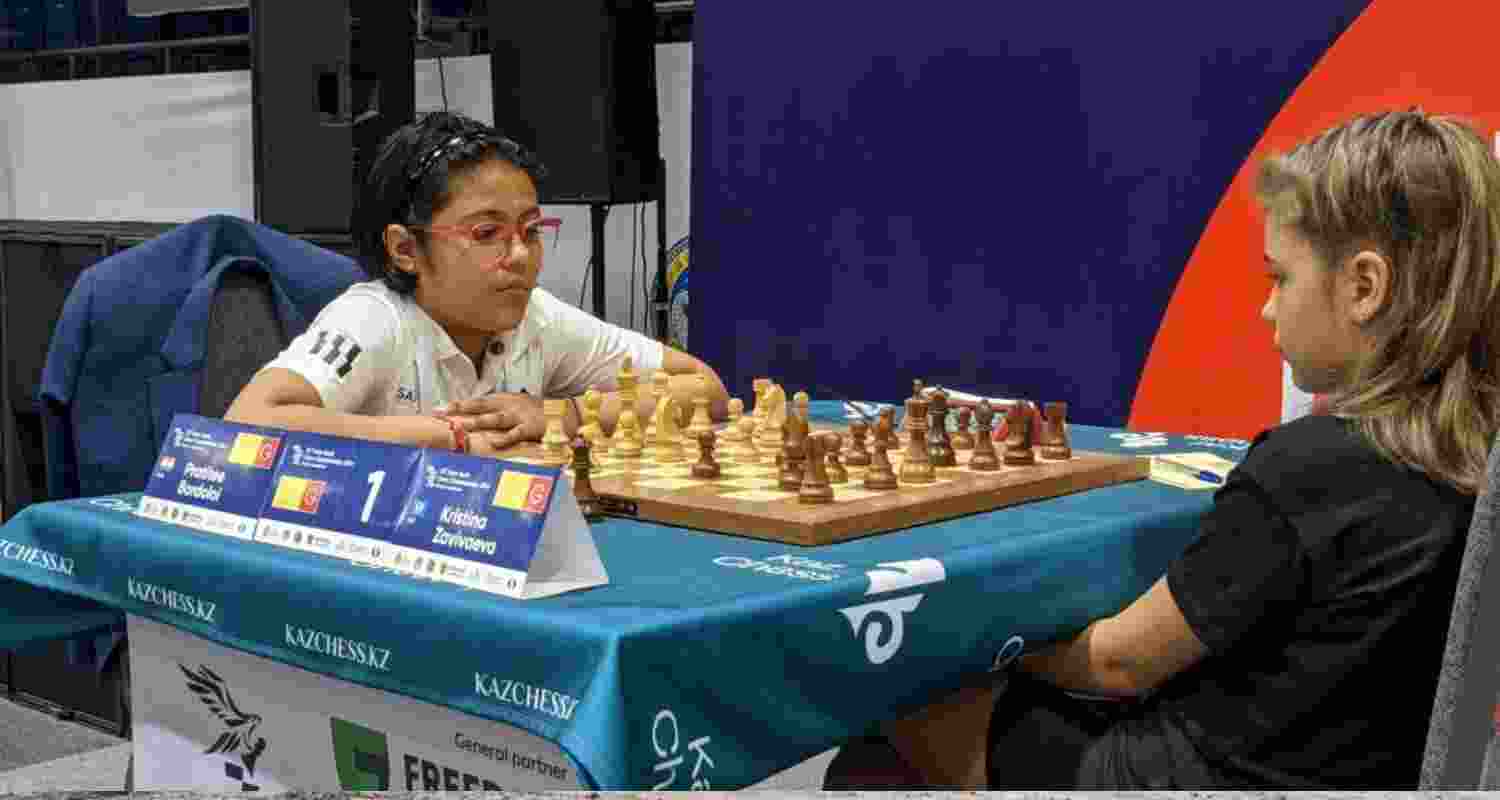Aradhya Das during the Asian Youth Under-10 Girls’ Chess Championship 2024, held in Kazakhstan.