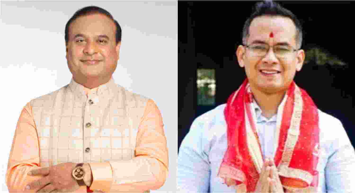 BJP leader and Assam CM Himanta Biswa Sarma (L), COngress leader Gaurav Gogoi (R).