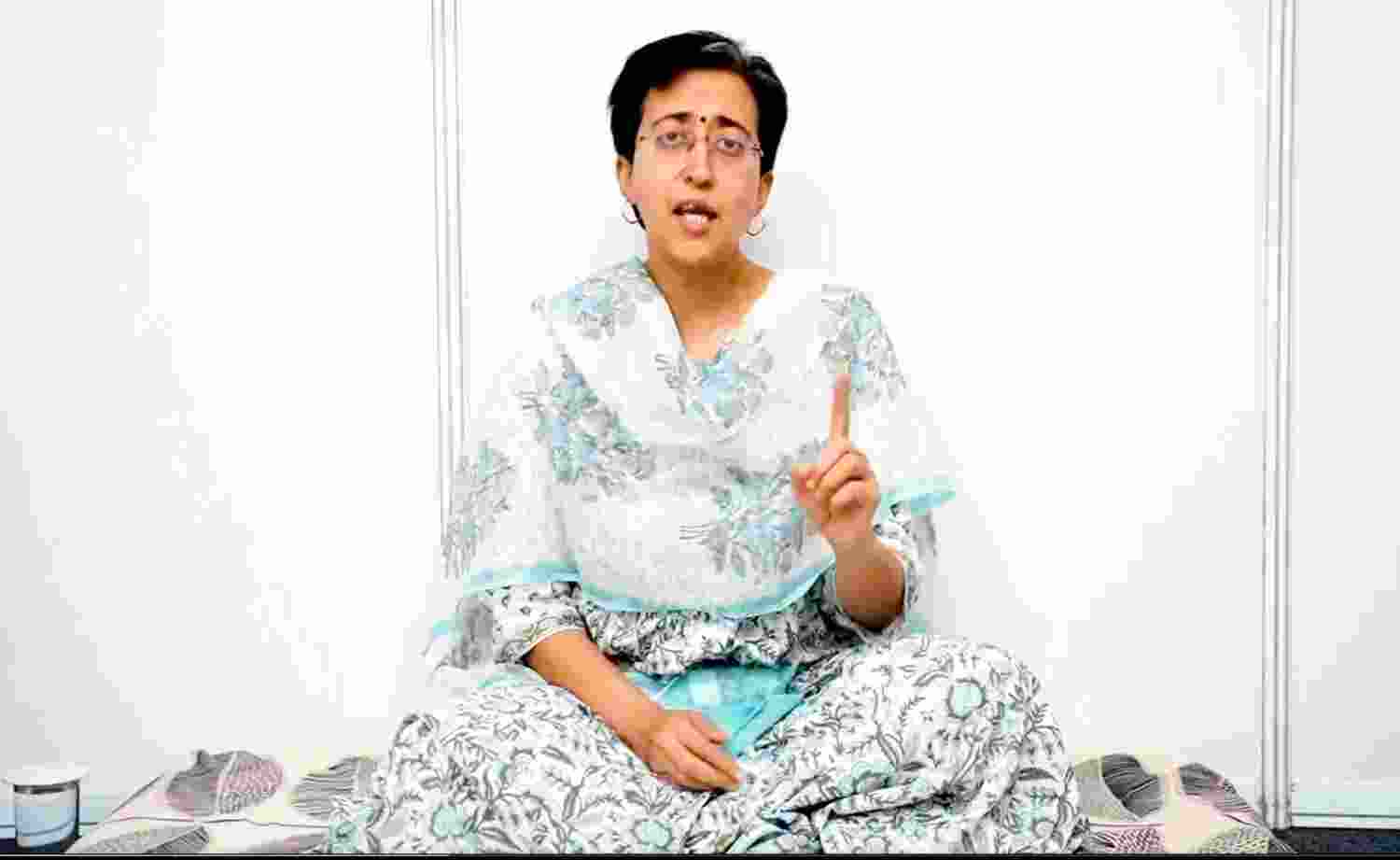 Delhi Minister Atishi on the second day of her indefinite hunger strike, in New Delhi, Saturday, June 22, 2024.