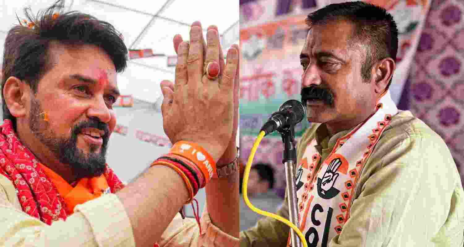 BJP's Anurag Thakur (left), Cong's Satpal Raizada (right). 