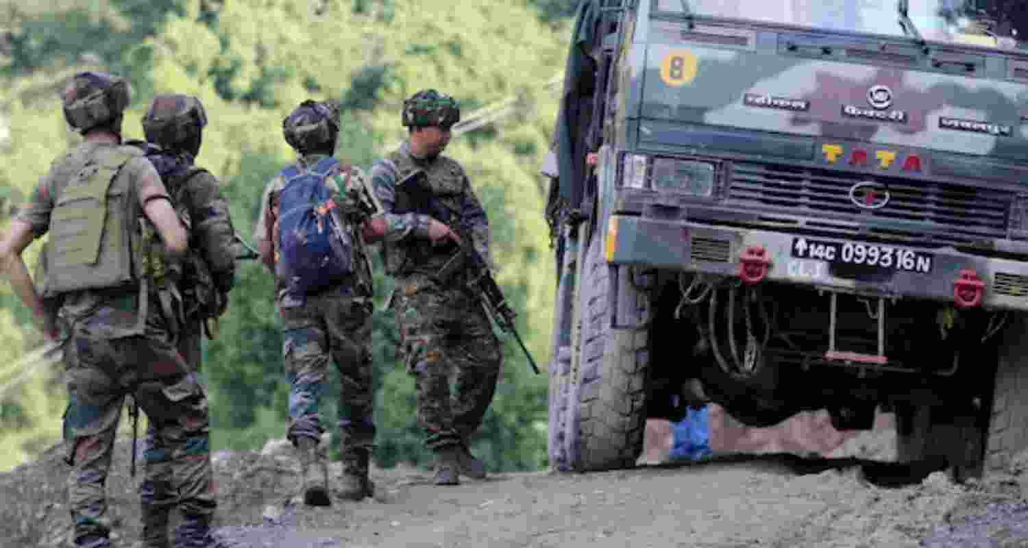 Security personnel near the site of the attack in June this year. 