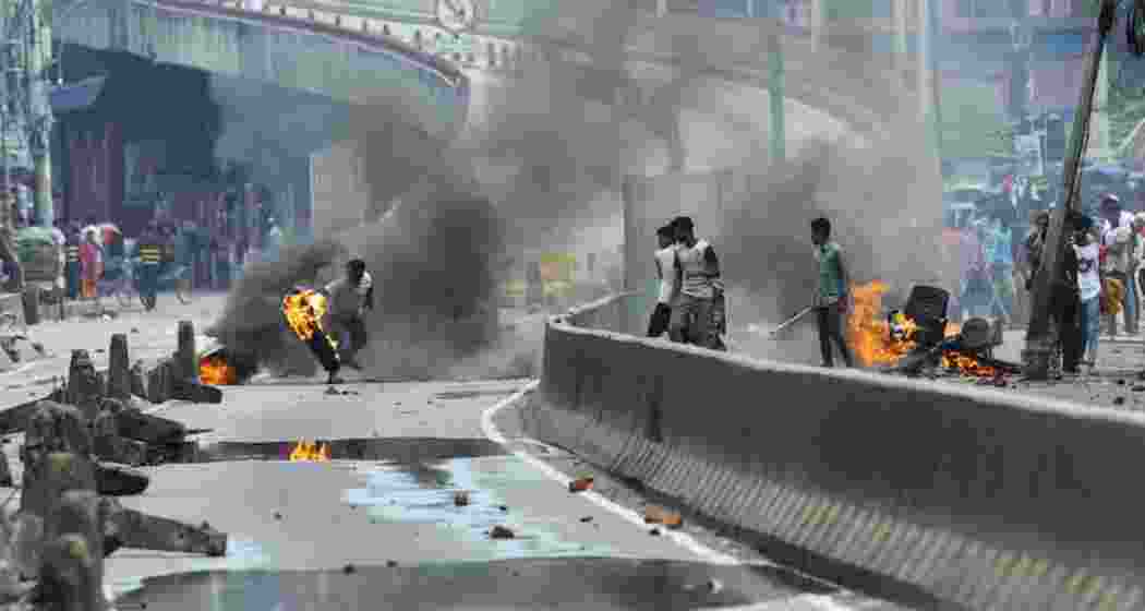 Protesters on the streets of Dhaka, Bangladesh.