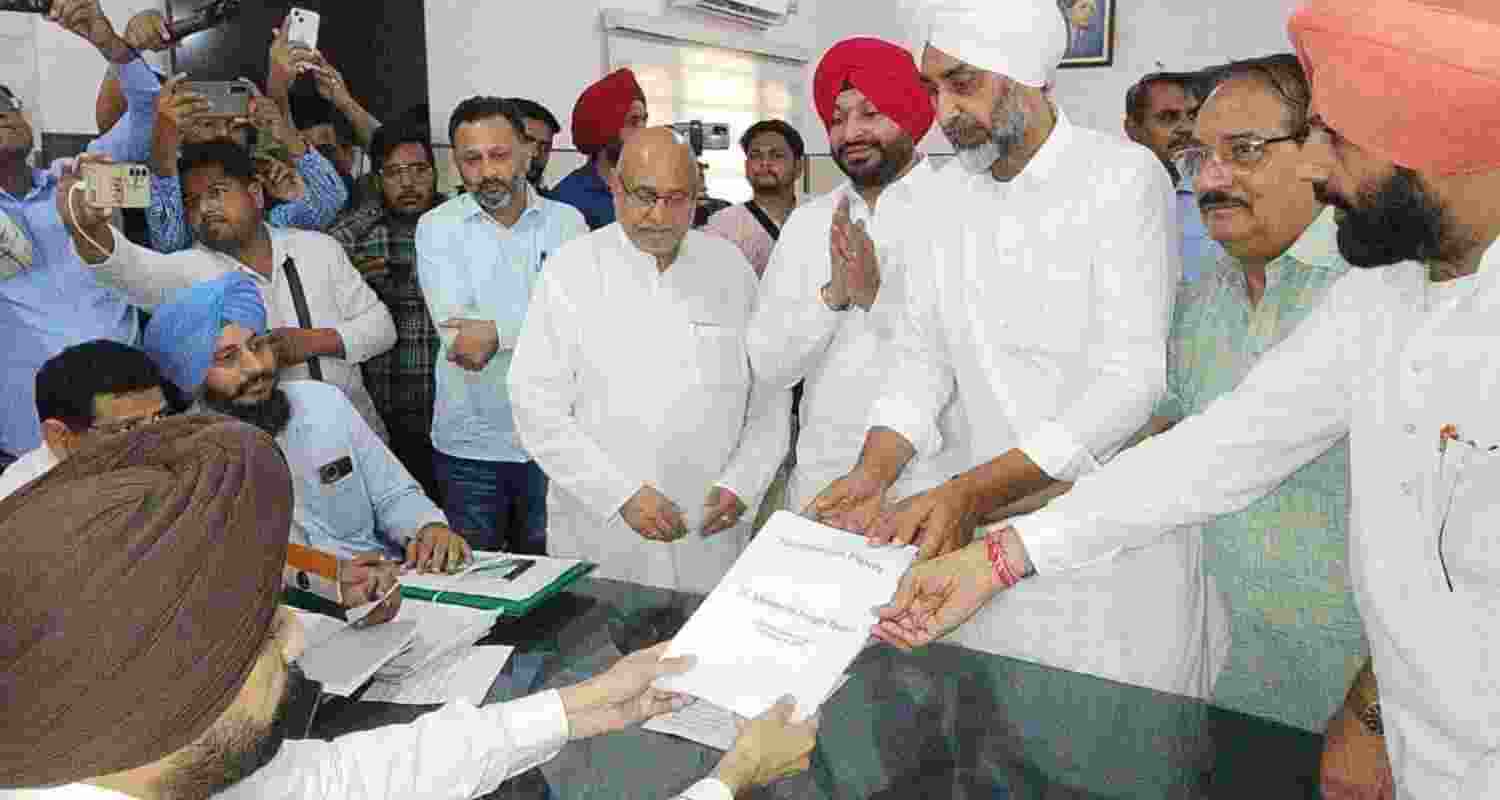 BJP's Manpreet Badal after filing his nomination papers. 