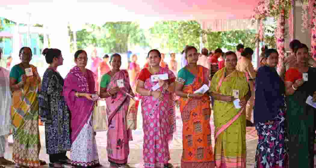 Voters in West Bengal's Bankura queue up to cast their votes for the sixth phase of the General Elections, 2024 on Saturday.