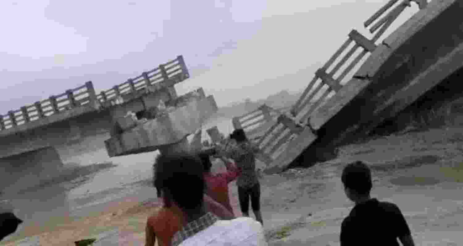 Newly-constructed bridge collapses in Bihar's Araria  