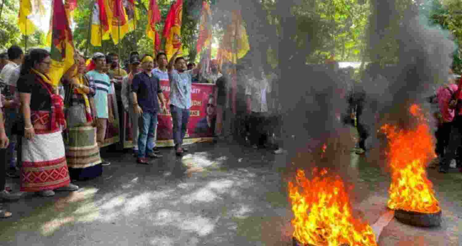 Tipra Motha Party activists voicing their demands. Representational Image.