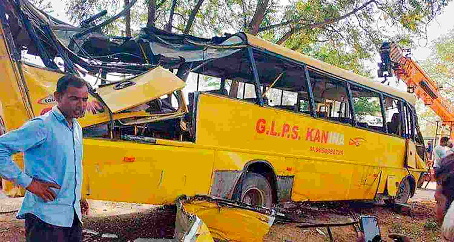 The Haryana government has ordered a probe after a school bus carrying several children met with an accident, resulting in the death of six children and several injuries in Mahendragarh on Thursday