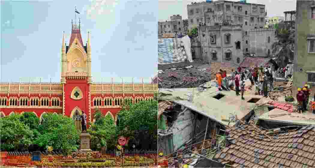 The Calcutta High Court (left), ongoing rescue operation at the collapsed building in Kolkata.