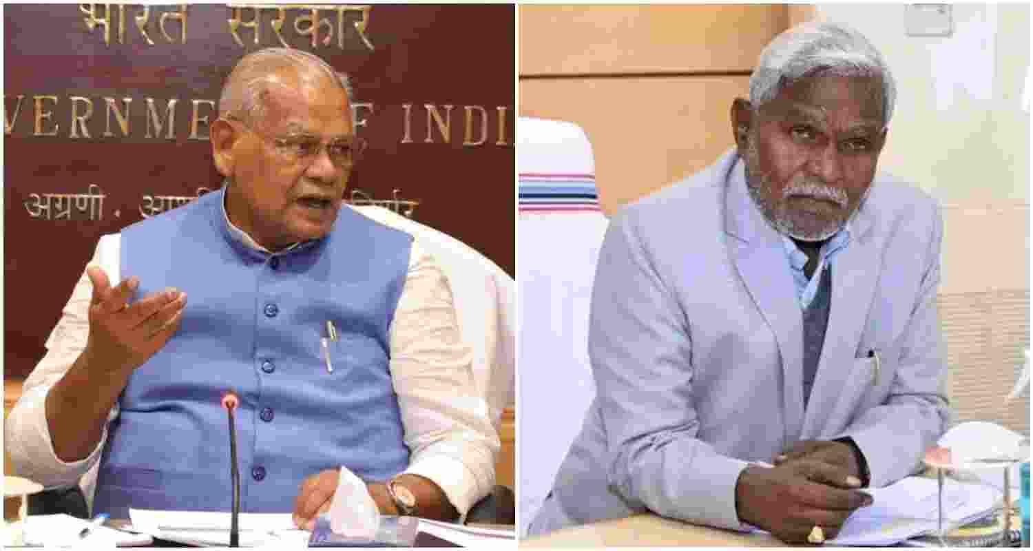 Union Minister Jitan Ram Manji (L), former Jharkhand Chief Minister Champai Soren (R).