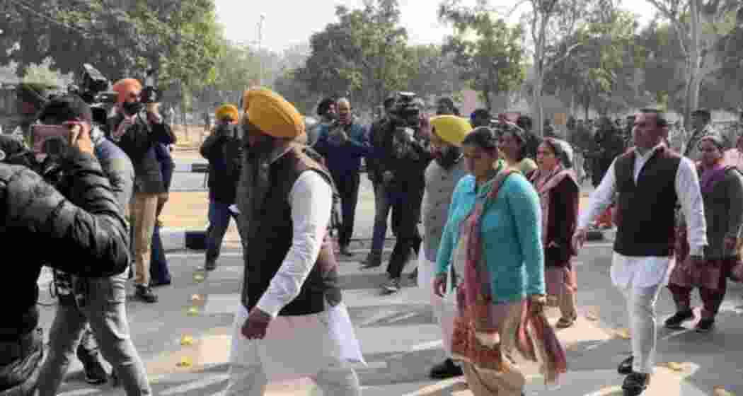 Councillors from the AAP, Congress convened near the Sector 17 police station in Chandigarh, Wednesday