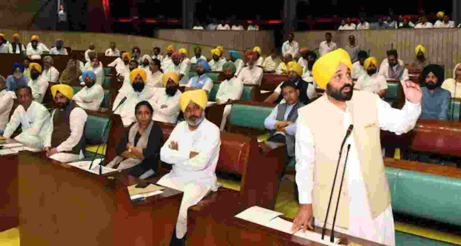 Punjab Chief Minister Bhagwant Mann during assembly session. 