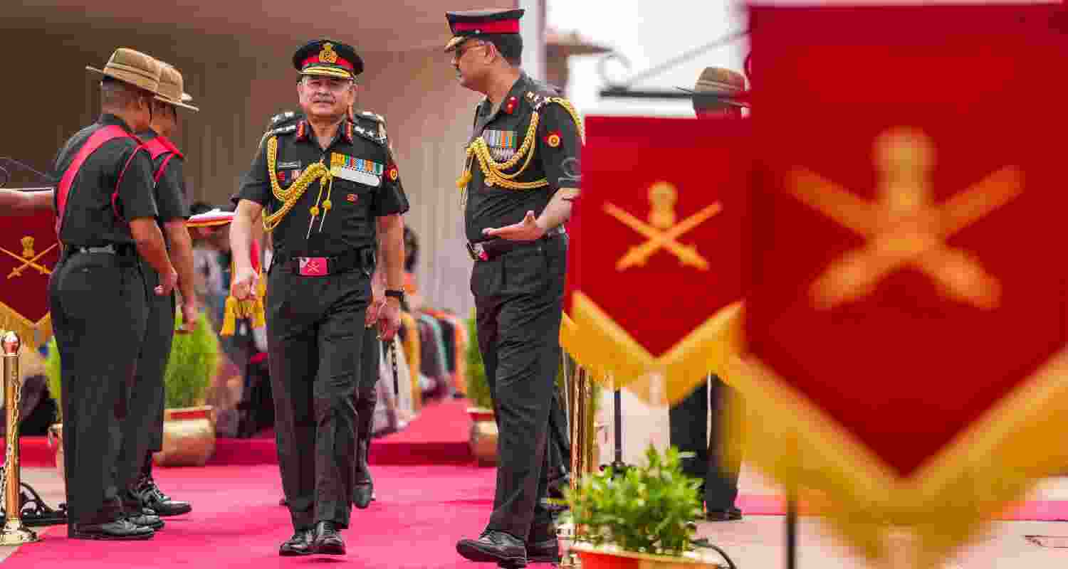 General Upendra Dwivedi arrives to inspect a Guard of Honour, a day after taking charge as the 30th Chief of the Army Staff, at South Block, in New Delhi, Monday, July 1, 2024.
