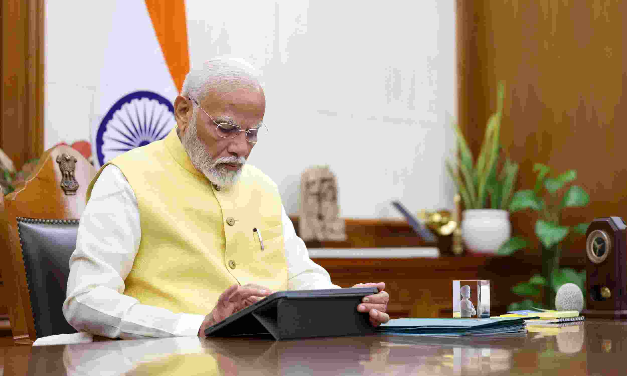 A day after taking the oath for a historic third term at Rashtrapati Bhavan, Prime Minister Narendra Modi assumed office on Monday and signed his first file related to the Kisan Samman Nidhi scheme.