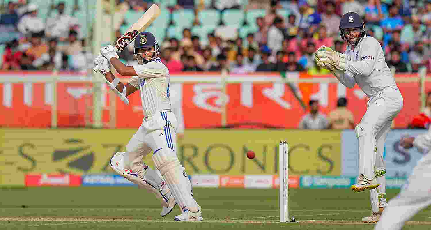 India's batter Yashasvi Jaiswal first day of the second Test cricket  between India and England  at Dr Y S Rajasekhara Reddy ACA-VDCA Cricket Stadium in Visakhapatnam