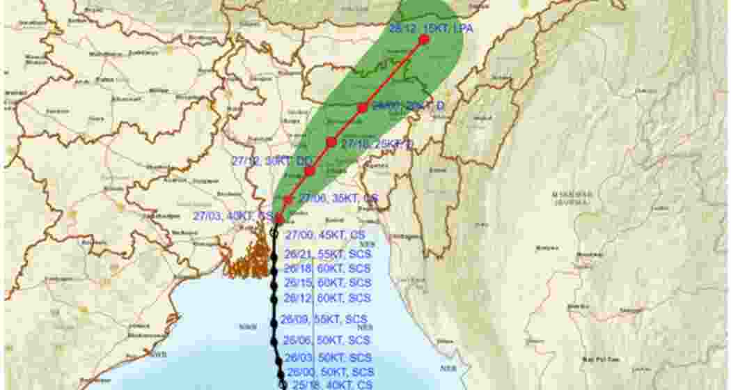 Severe cyclonic storm Remal moving towards northeast Indian states. (Image: IMD)