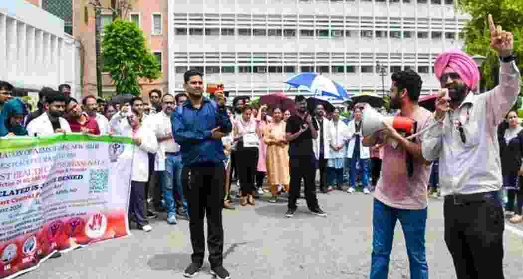 Visual of ongoing protests in New Delhi as doctors demand action.