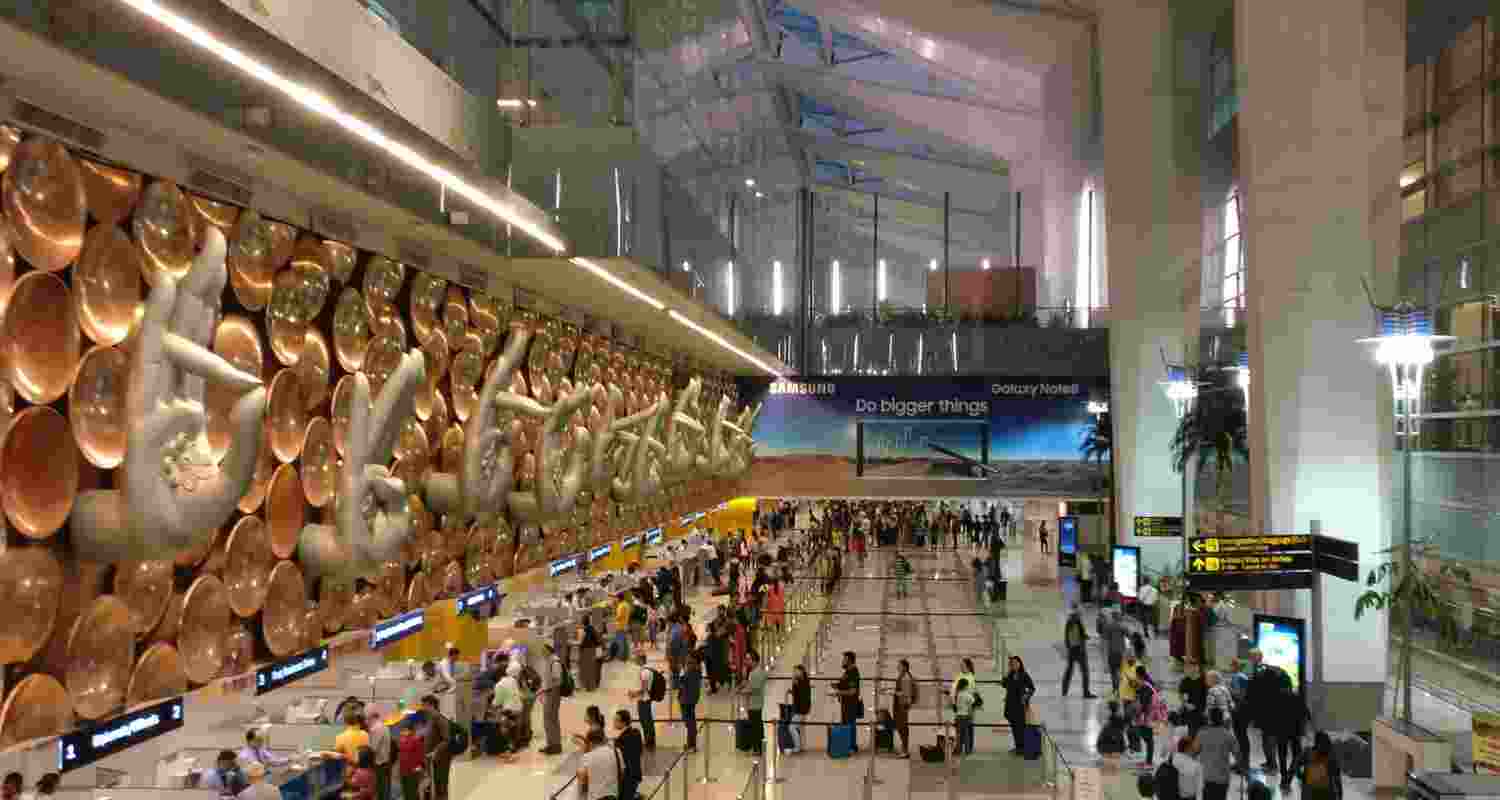 Passengers at the Indira Gandhi International airport in New Delhi.